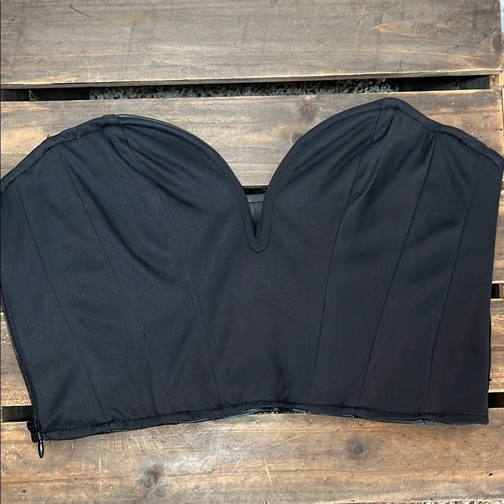 Zara Black Faux Leather Bustier Top - Picture 7 of 12